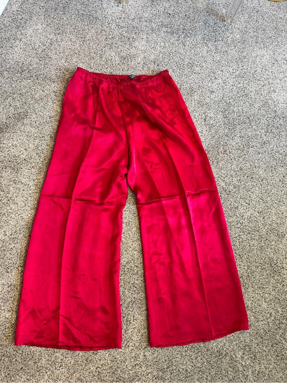 NWT J.Crew Cosmo Pants Luster Charmeuse Crimson Rouge Wide Leg L